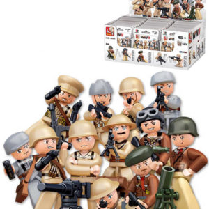 SLUBAN ARMY WWII Mini figurka voják 12 druhů set s doplňky ke stavebnici plast