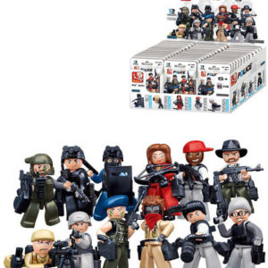 SLUBAN POLICE Mini figurka policista 12 druhů set s doplňky ke stavebnici plast