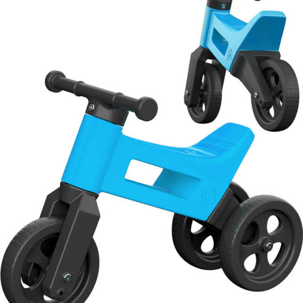 Dětské odrážedlo Funny Wheels 2v1 odstrkovadlo tříkolka / 2 kola MODRÉ plast