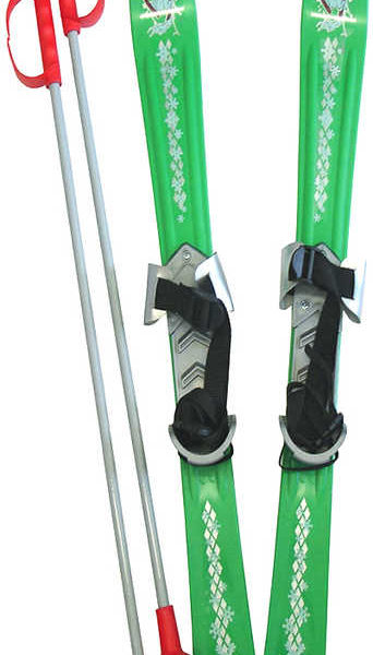 PLASTKON Lyže dětské Baby Ski 90cm carvingové Zelené s vázáním plast