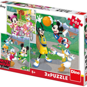 DINO Puzzle 3x55 dílků Mickey a Minnie sportovci 18x18cm skládačka 3v1