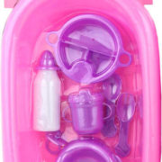 Vanička plastová pro panenku miminko s jídelní sadou 2 barvy