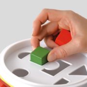 WOODY DŘEVO Baby kostky barevné set 50ks stavebnice vkládačka v kyblíku