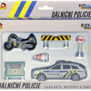 Dálniční policie ČR set 2 vozidla s dopravním značením na baterie Světlo Zvuk kov