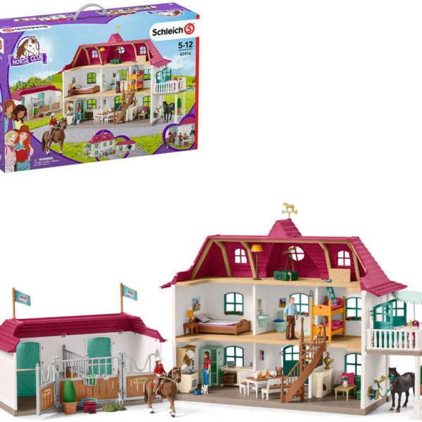 SCHLEICH Dům velký herní set se stájí s figurkami a koníky 70 dílků plast