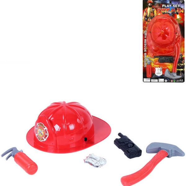 Malý hasič set přilba plastová s nástroji a doplňky v síťce