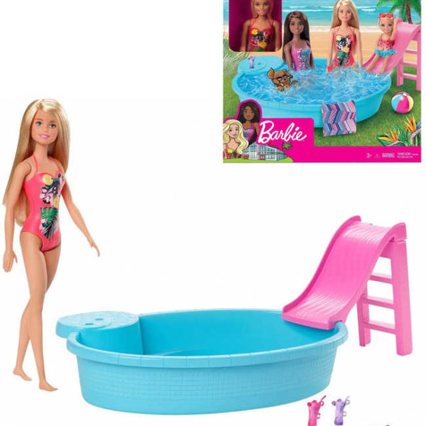MATTEL BRB Panenka Barbie set s bazénem a doplňky v krabici
