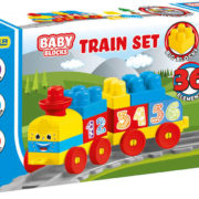 WADER Baby Blocks vlak s kolejemi a samolepkami 36 dílků STAVEBNICE