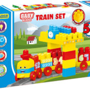 WADER Baby Blocks vlak s kolejemi a samolepkami 58 dílků STAVEBNICE