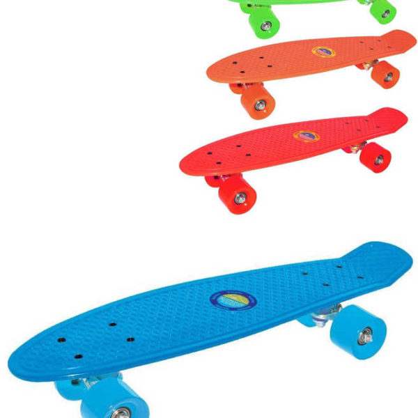 Skateboard jednobarevný 56x15cm 4 barvy plast
