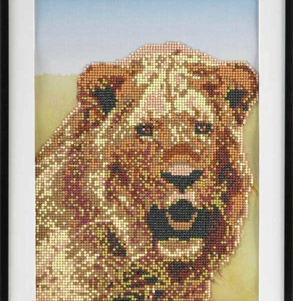 Diamond mozaika lev 30x40cm malování s kamínky kreativní set v krabici