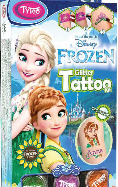 TyToo Dětské tetování Frozen Fever 12 tetovaček pro holky se třpytkami