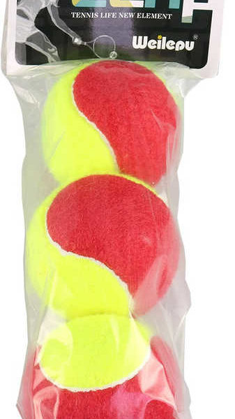 Míčky tenisové dvoubarevné neon žluto-červený set 3ks v sáčku