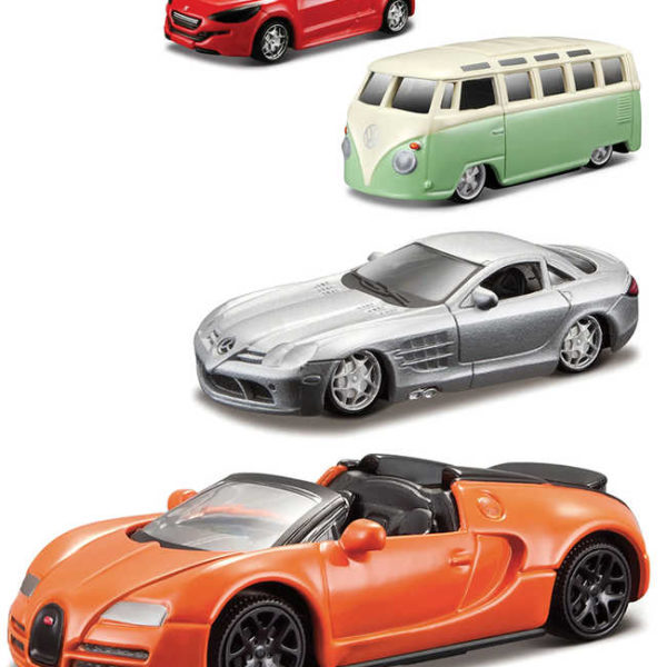 BBURAGO Auto kovové 8cm model 1:64 různé druhy na kartě