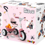 SMOBY Baby tříkolka šlapací Be Move 68x52x52cm růžová s vodící tyčí 2v1