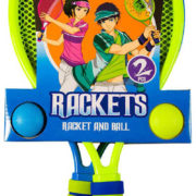 Set 2 rakety barevné 43cm s míčky na soft líný tenis 2 barvy plast