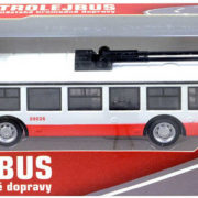 Trolejbus kovový 16cm zpětný chod český design otevírací dveře