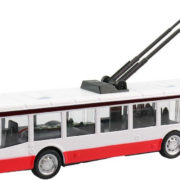 Trolejbus kovový 16cm zpětný chod český design otevírací dveře