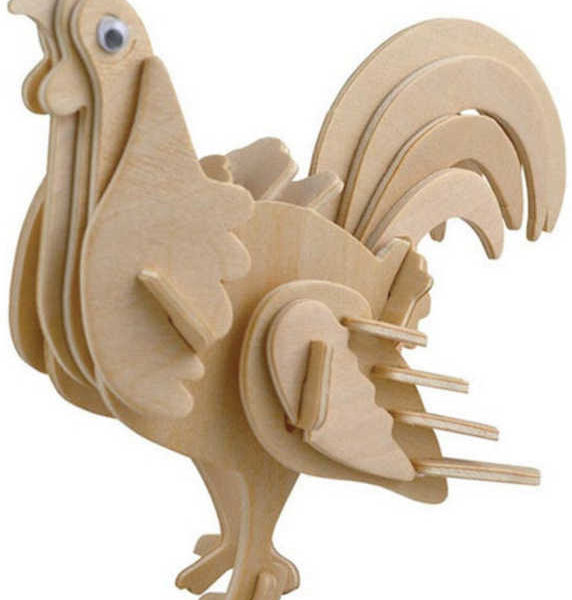 DŘEVO 3D prostorové puzzle kohout II. skládačka *DŘEVĚNÉ HRAČKY*