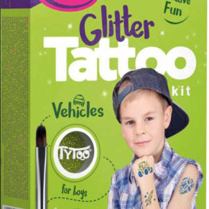 TyToo Dětské tetování Dopravní prostředky 15 tetovaček pro kluky se třpytkami