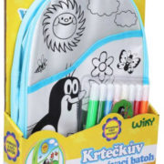 Batoh Krtek (Krteček) vymalovávací modrý 28x30cm kreativní set s 8 fixami