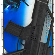 Pistole samopal jiskřící černý na setrvačník 53cm dětská zbraň plastová
