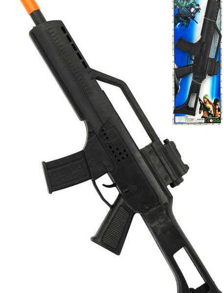 Pistole samopal jiskřící černý na setrvačník 53cm dětská zbraň plastová