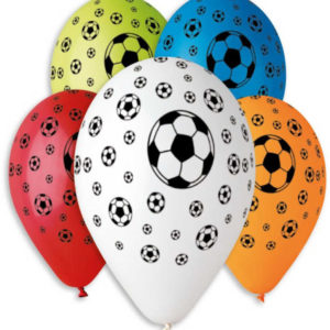 GEMAR Balónek nafukovací 30cm potisk FOTBAL set 5ks různé barvy v sáčku