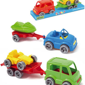 WADER Kid Cars Set 2 dopravní prostředky s přívěsem 24cm různé druhy