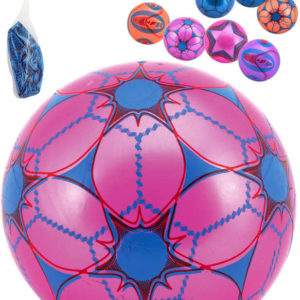 Míč barevný 23cm potištěný balon různé druhy vyfouknutý v síťce