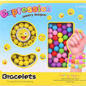 Korálky navlékací barevné smajlík Emoji výroba náramků kreativní set v krabici