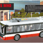 Trolejbus MHD český na setrvačník hlásí stanice na baterie Světlo Zvuk CZ