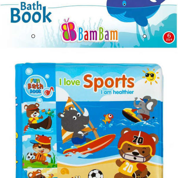 BAM BAM Baby knížka sport zvířátka pískací do vany na koupání pro miminko