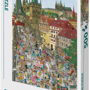 DINO Puzzle 500 dílků Praha Mostecká věž kreslená 33x47cm skládačka v krabici