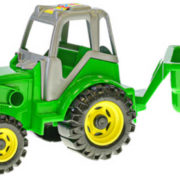 Traktor nakladač barevný set s vlečkou volný chod 3 barvy v síťce