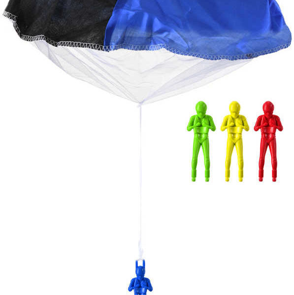 Parašutista létající figurka 10cm s padákem 2 druhy 4 barvy v sáčku