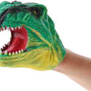 Dinosaurus maňásek hlava 14cm na ruku 2 barvy plast