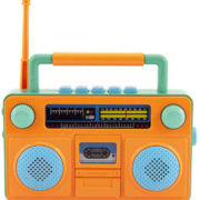 Rádio barevné 15cm dětský retro kazeťák na baterie Světlo Zvuk 3 barvy plast