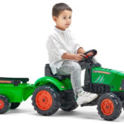 FALK Set baby traktor Super Charger šlapací Zelený vozítko s valníkem