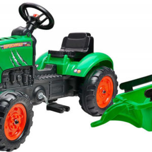 FALK Set baby traktor Super Charger šlapací Zelený vozítko s valníkem
