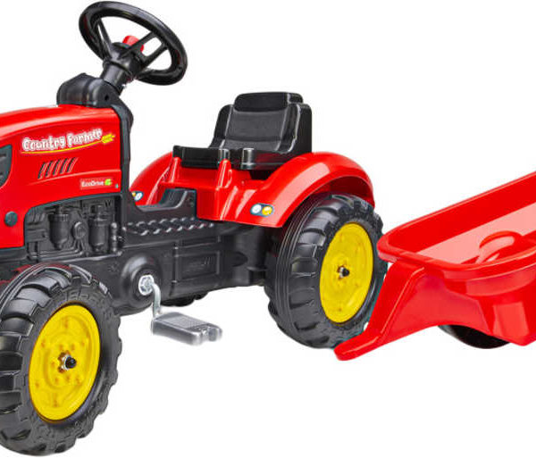 FALK Set baby traktor Country Farmer šlapací Červený vozítko s valníkem