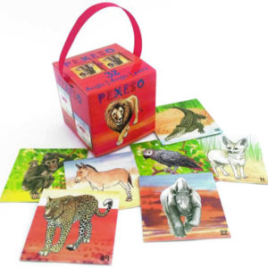 AKIM Hra Pexeso v krabičce se stuhou Safari set 64 karet
