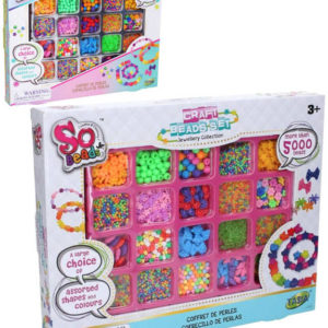 SO BEADS Korálky barevné navlékací s provázky set výroba náramků 2 druhy