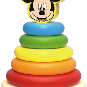 DŘEVO Baby pyramida navlékací věžička s barevnými kroužky Mickey Mouse