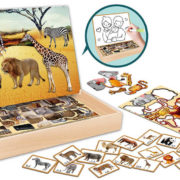Puzzle magnetické na desce Safari skládačka s předlohami v krabici