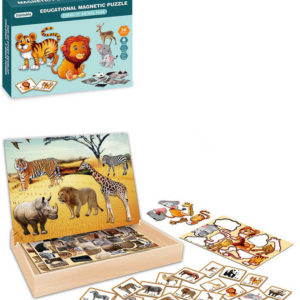 Puzzle magnetické na desce Safari skládačka s předlohami v krabici