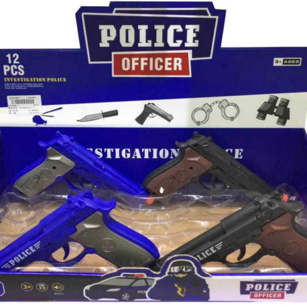 Pistole plastová 20cm policejní revolver na baterie Zvuk 2 barvy