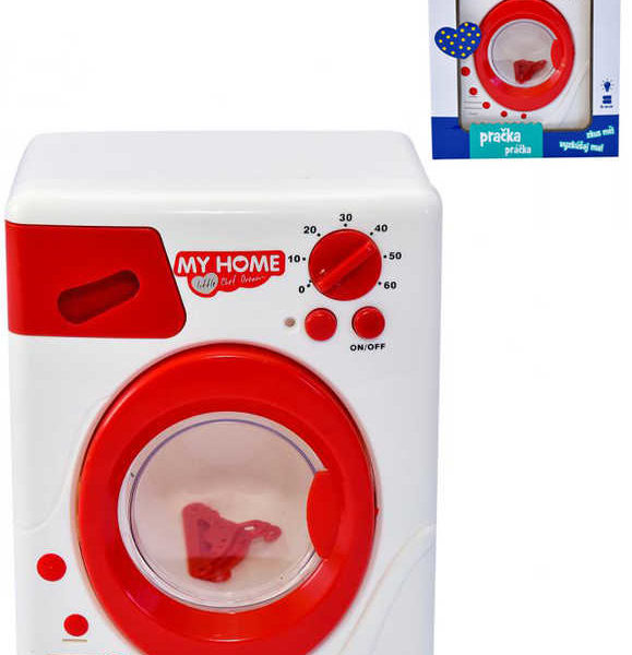 MAC TOYS Pračka dětská automatická červeno-bílá na baterie plast Světlo