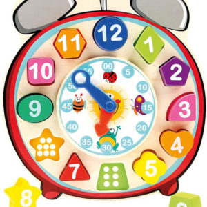 BINO DŘEVO Baby hodiny vkládací budík 13 dílků *DŘEVĚNÉ HRAČKY*