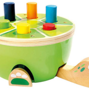 BINO DŘEVO Baby zatloukačka želva set 6 kolíků s kladívkem